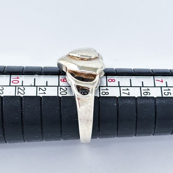 Vintage Sterling Silver 925 Concentric Heart Ring Size 8.5 - Picture 8 of 10